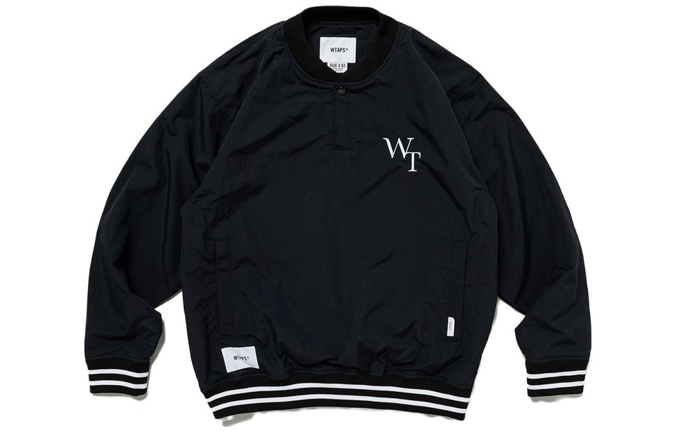 WTAPS  Black Pullover Jacket with Embroidered Lettering. 231BRDT-JKM02-BK