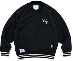 WTAPS Black Pullover Jacket with Embroidered Lettering. 231BRDT-JKM02-BK WTAPS Black Pullover Jacket with Embroidered Lettering. 231BRDT-JKM02-BK