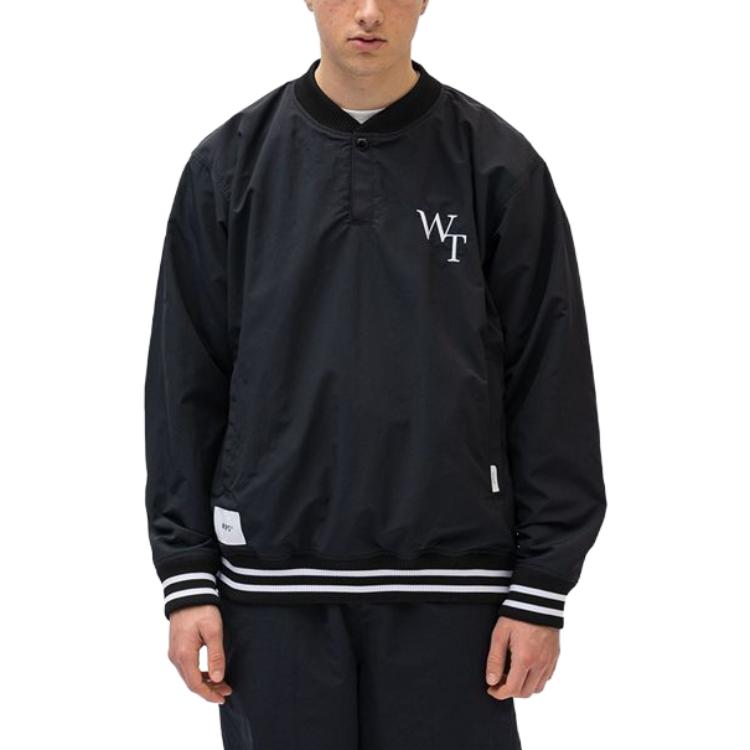 Lookbook WTAPS  Black Pullover Jacket with Embroidered Lettering. 231BRDT-JKM02-BK