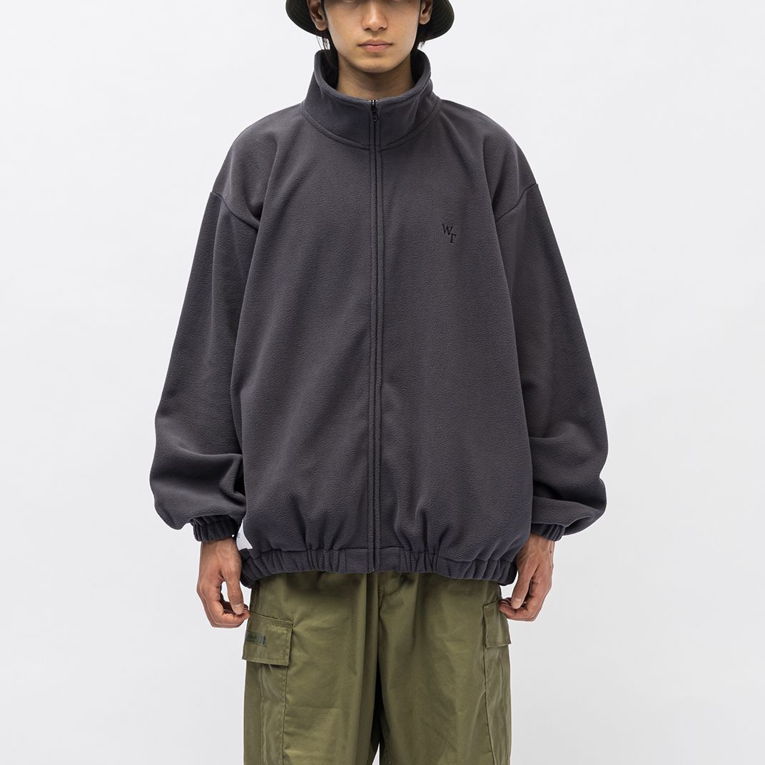 Shop WTAPS  High Neck Zip-Up Sweatshirt Charcoal Grey 232ATDT-CSM32