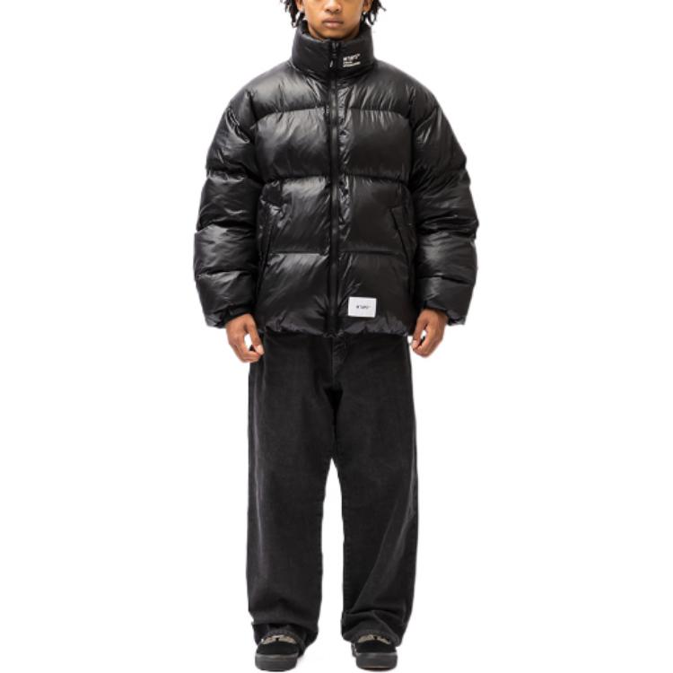 Shop WTAPS  Logo High Neck Zip-Up Jacket Black 222BRDT-JKM04