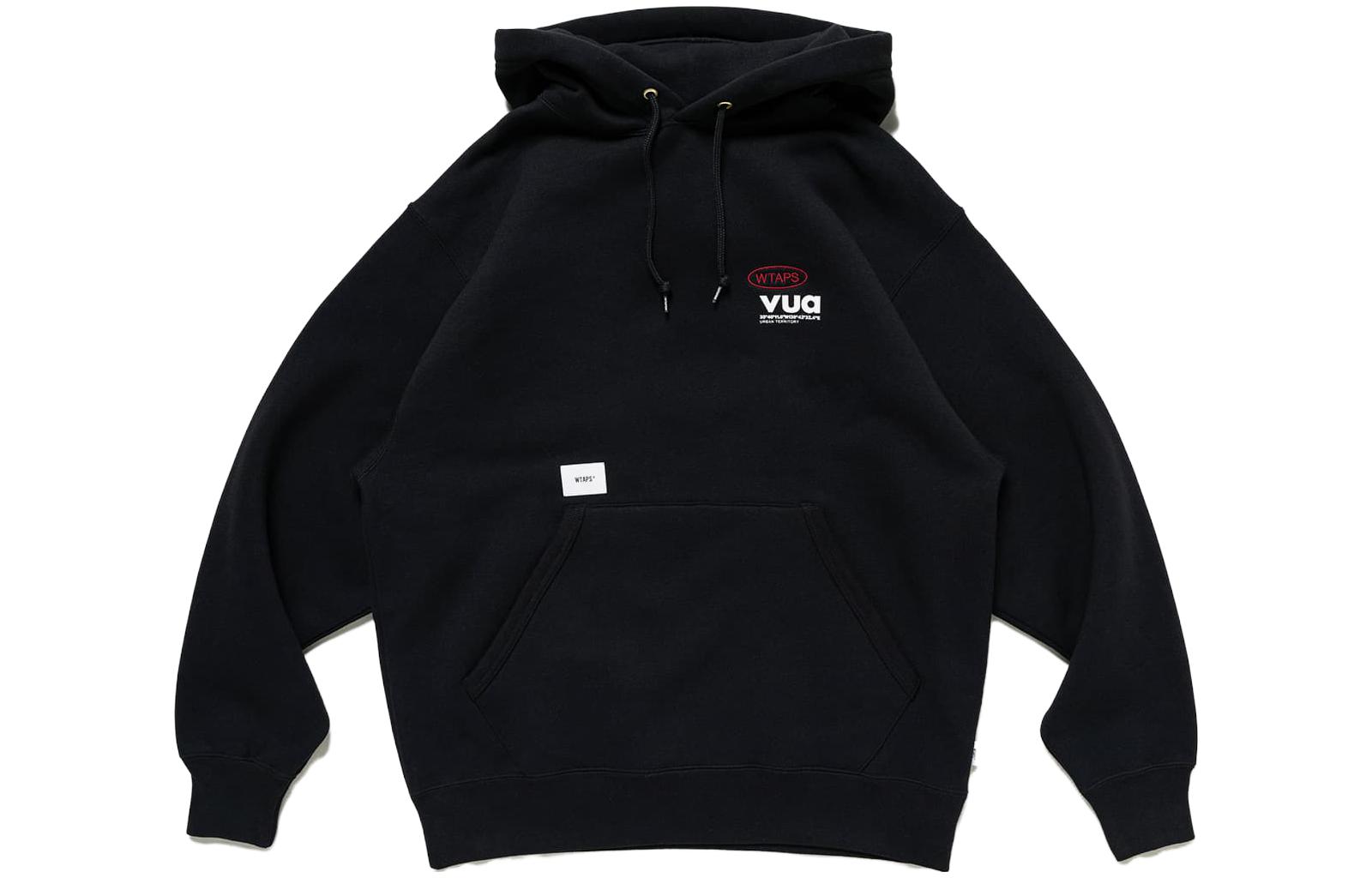 Shop WTAPS  Pullover Hoodie with Alphanumeric Print Long Sleeve 232ATDT-CSM10