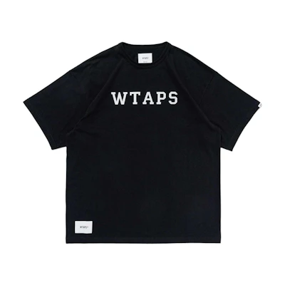 WTAPS Short Sleeve Cotton Knit Tee with Letter Appliqué. 241ATDT-CSM21