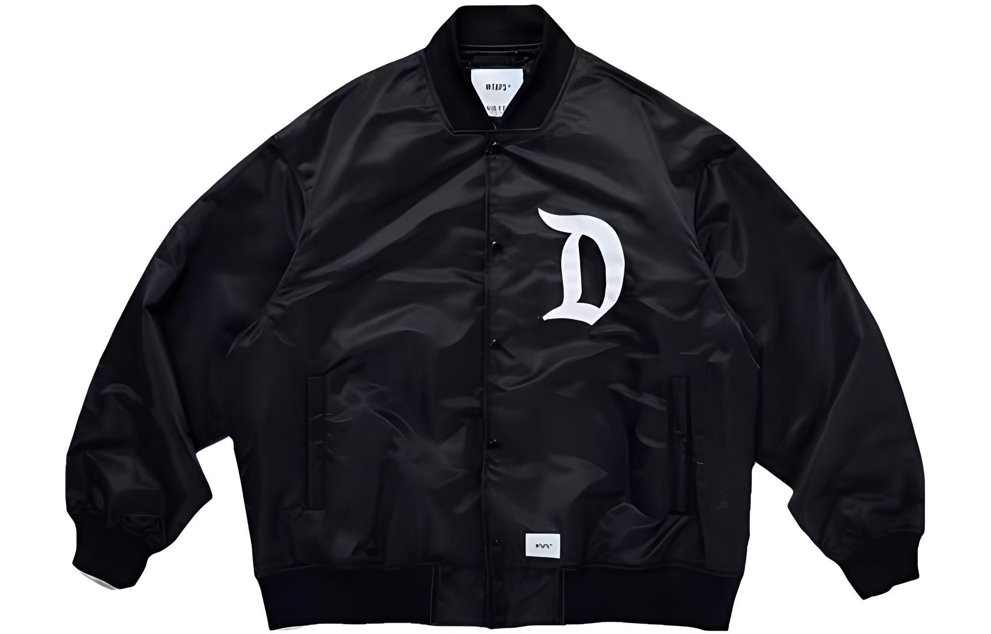 WTAPS Black Single-Breasted Jacket with Back Letter Print 231TQDT-JKM01