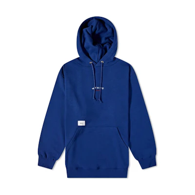 WTAPS Blue Pullover Hoodie Plain Embroidered Letter Design 212ATDT-CSM20-BLU