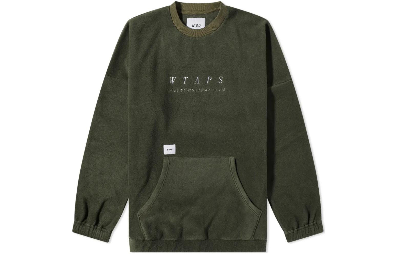 WTAPS Embroidered Logo Crewneck Long Sleeve Sweatshirt Green Mens 212ATDT-CSM34-OVD