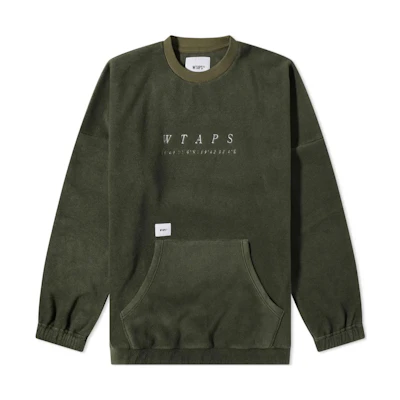WTAPS Embroidered Logo Crewneck Long Sleeve Sweatshirt Green Mens 212ATDT-CSM34-OVD