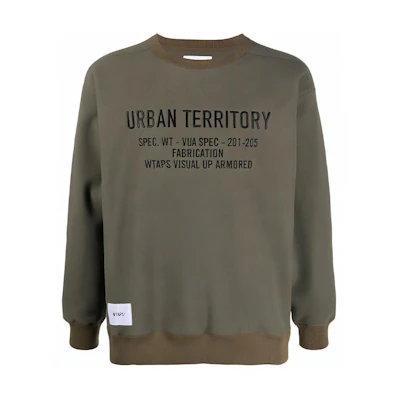 WTAPS Embroidered Pullover Sweatshirt Unisex Gray Green 202ATDT-CSM33