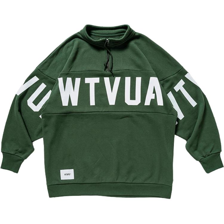 WTAPS FW21 Half-Zip Pullover Sweatshirt with Letter Print Unisex. 212ATDT-CSM12