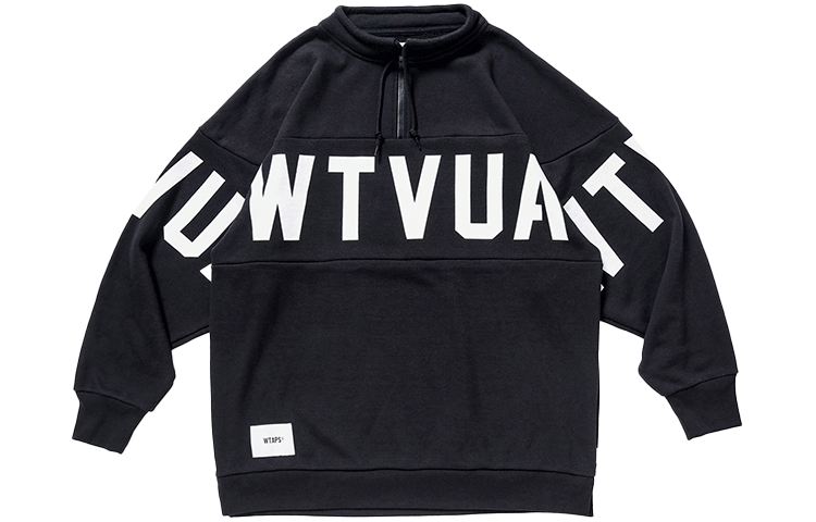 Order WTAPS FW21 Half-Zip Pullover Sweatshirt with Letter Print Unisex. 212ATDT-CSM12