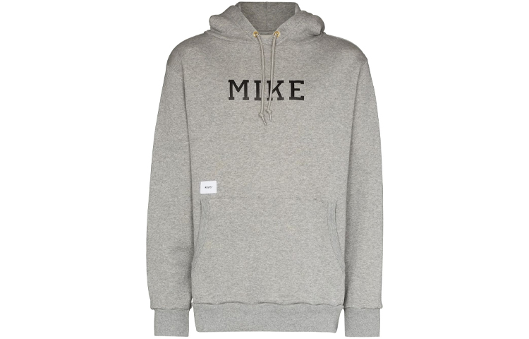 WTAPS FW21 Logo Print Drawstring Hoodie Grey Edition 211ATDTCSM38