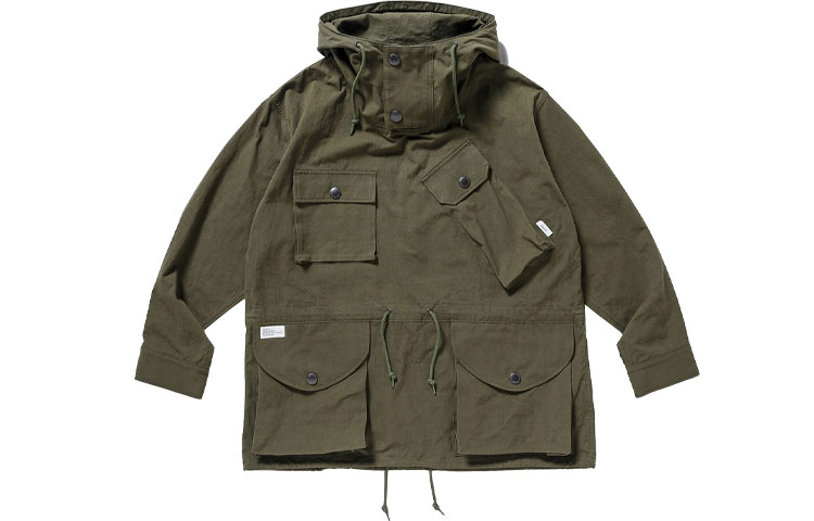 WTAPS FW21 Solid Color Multi-Pocket Drawstring Hooded Jacket Men. 212WVDT-JKM04