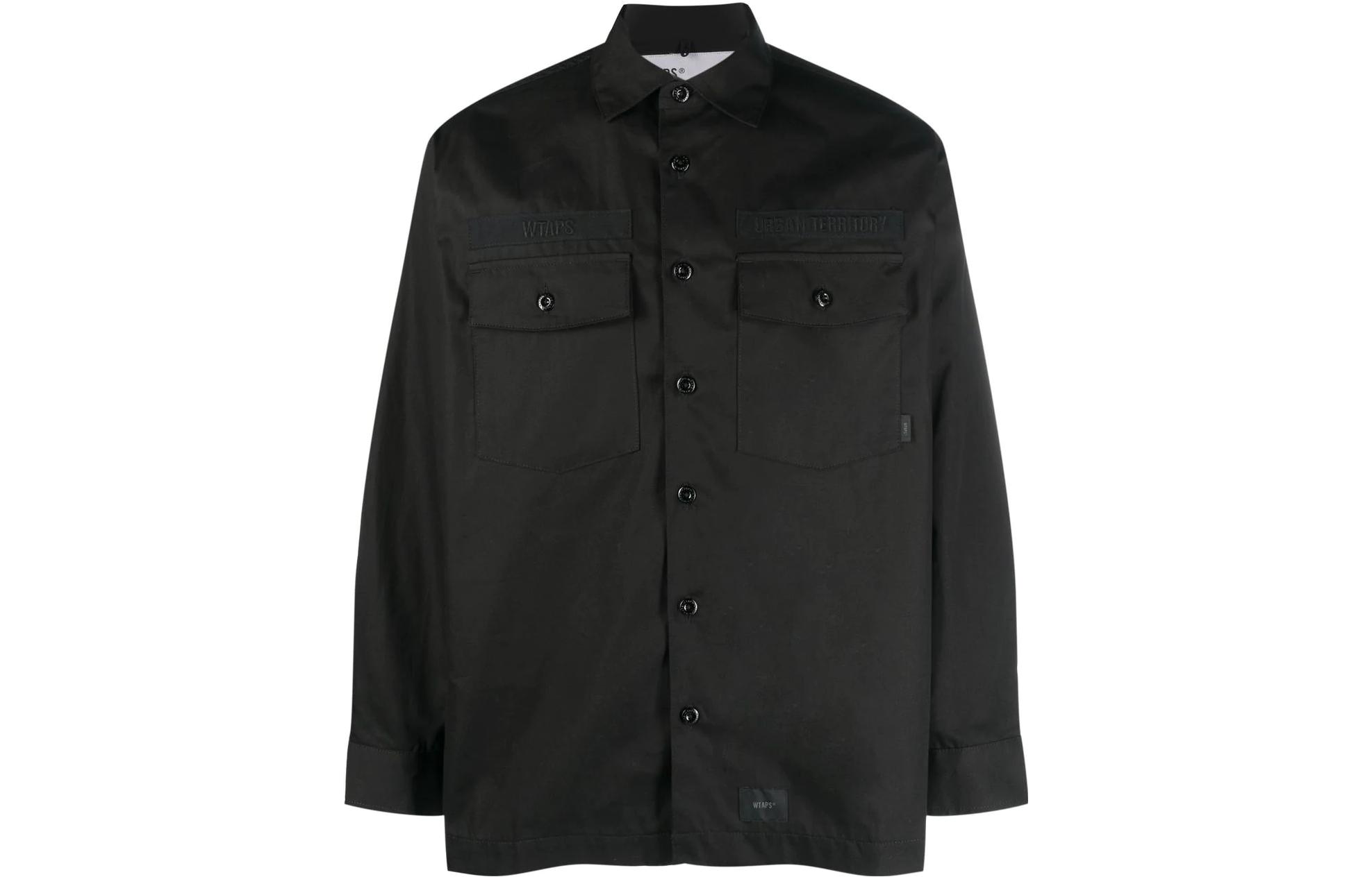 WTAPS FW22 Black Single-Breasted Casual Shirt Jacket for Men 222BRDTSHM01
