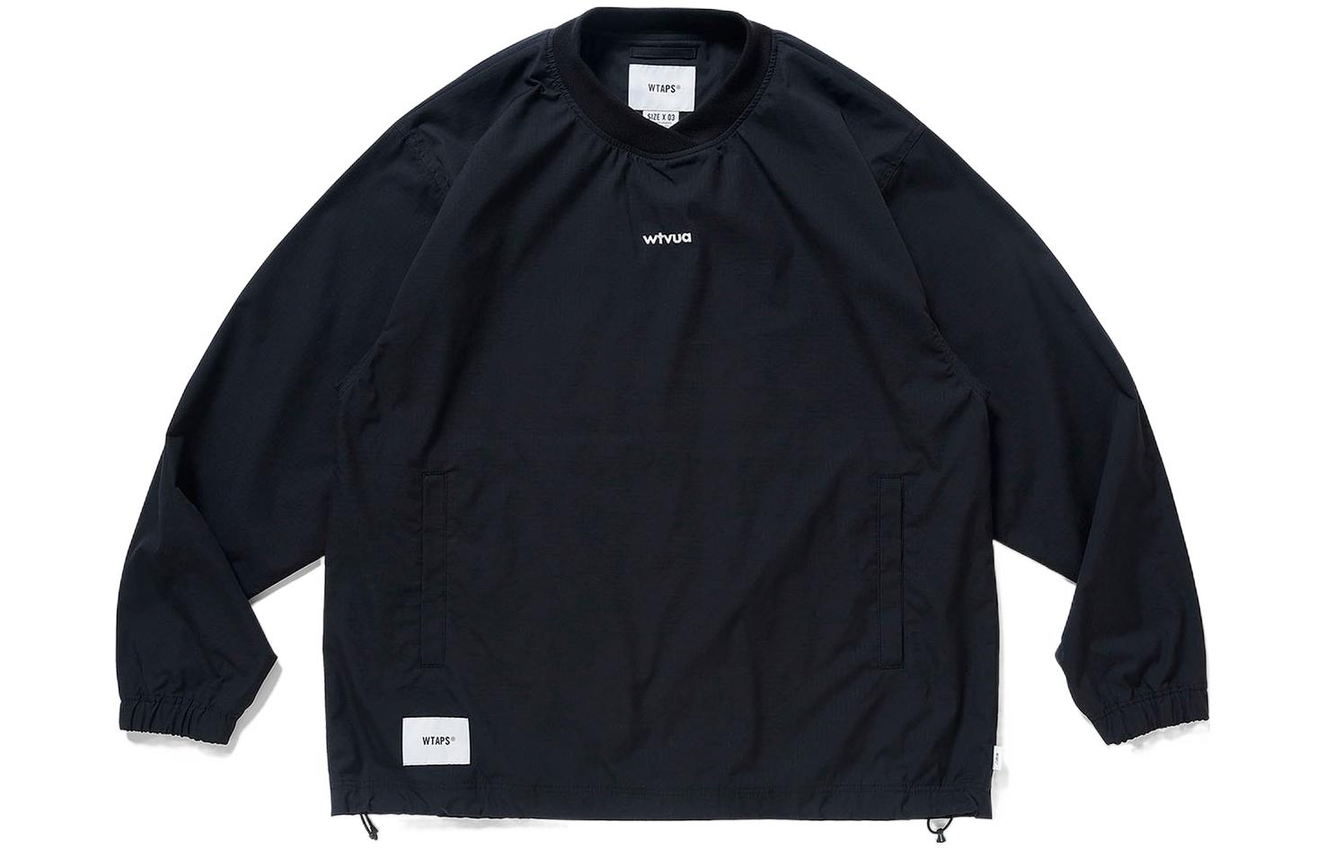 WTAPS FW22 Crewneck Pullover Jacket with Front Logo Print 222TQDT-JKM02