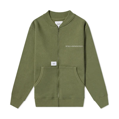 WTAPS FW22 Full-Zip Collarless Embroidered Patch Jacket Olive Green 212ATDT-CSM21-OVD