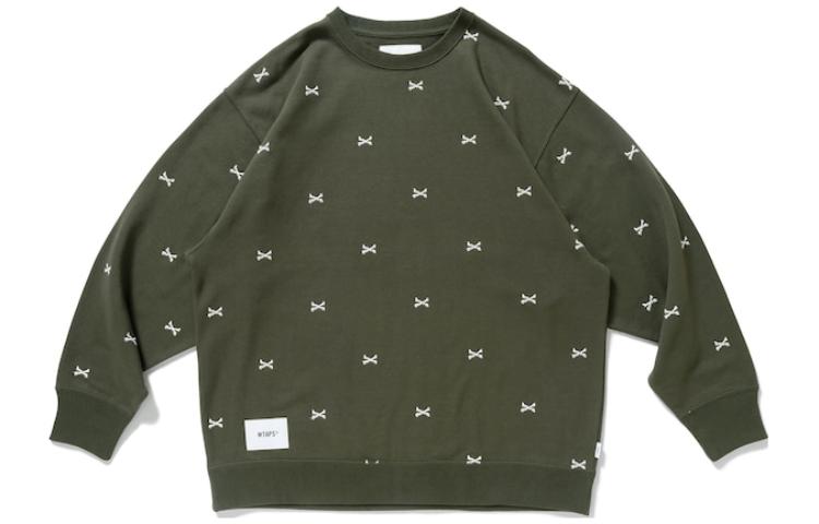 WTAPS FW22 Graphic Print Crewneck Long Sleeve Sweater Menswear. 222ATDT-CSM25