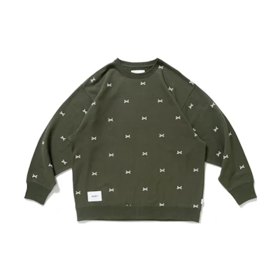 WTAPS FW22 Graphic Print Crewneck Long Sleeve Sweater Menswear. 222ATDT-CSM25