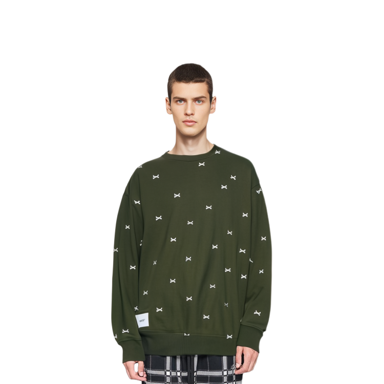 Purchase WTAPS FW22 Graphic Print Crewneck Long Sleeve Sweater Menswear. 222ATDT-CSM25