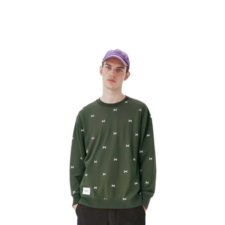Details for WTAPS FW22 Graphic Print Crewneck Long Sleeve Sweater Menswear. 222ATDT-CSM25