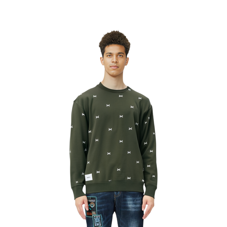 Cheap WTAPS FW22 Graphic Print Crewneck Long Sleeve Sweater Menswear. 222ATDT-CSM25