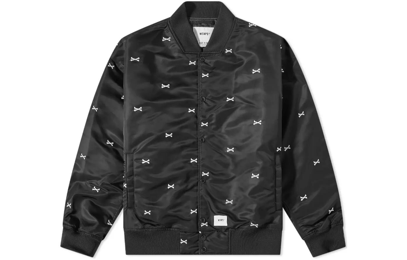 WTAPS FW22 Letter Print Stand Collar Jacket Black Unisex 212TQDT-JKM01-BLK