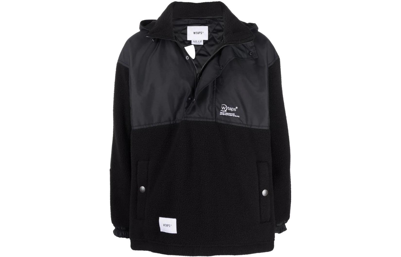 WTAPS FW22 Logo Embroidered Paneled Long Sleeve Jacket Black 212TQDTJKM02BLACK