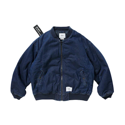 WTAPS FW22 Logo Patch Zip-Up Jacket Blue Long Sleeve Outerwear 222WVDT-JKM06