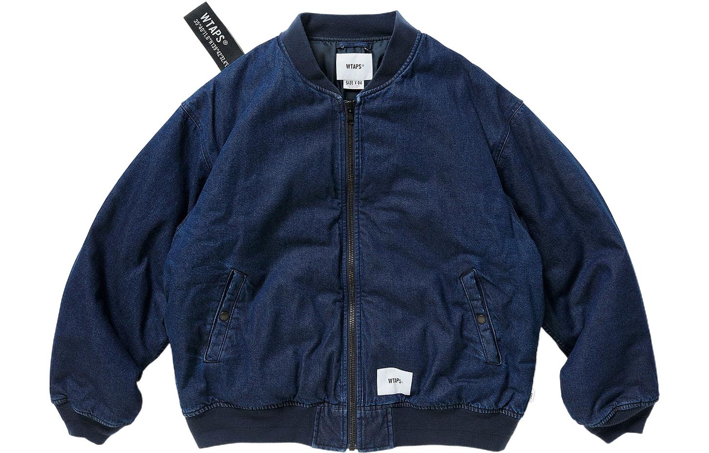 Lookbook WTAPS FW22 Logo Patch Zip-Up Jacket Blue  Long Sleeve Outerwear 222WVDT-JKM06