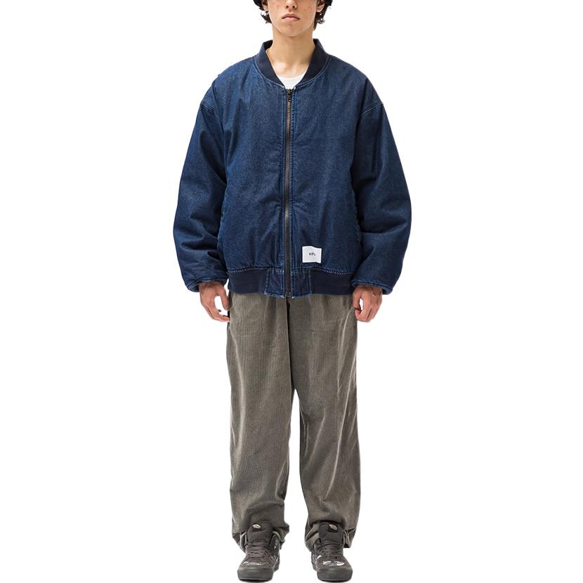 Shop WTAPS FW22 Logo Patch Zip-Up Jacket Blue  Long Sleeve Outerwear 222WVDT-JKM06