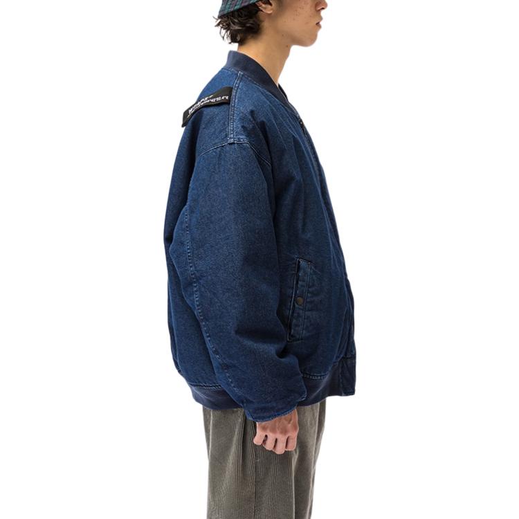 Details for WTAPS FW22 Logo Patch Zip-Up Jacket Blue  Long Sleeve Outerwear 222WVDT-JKM06