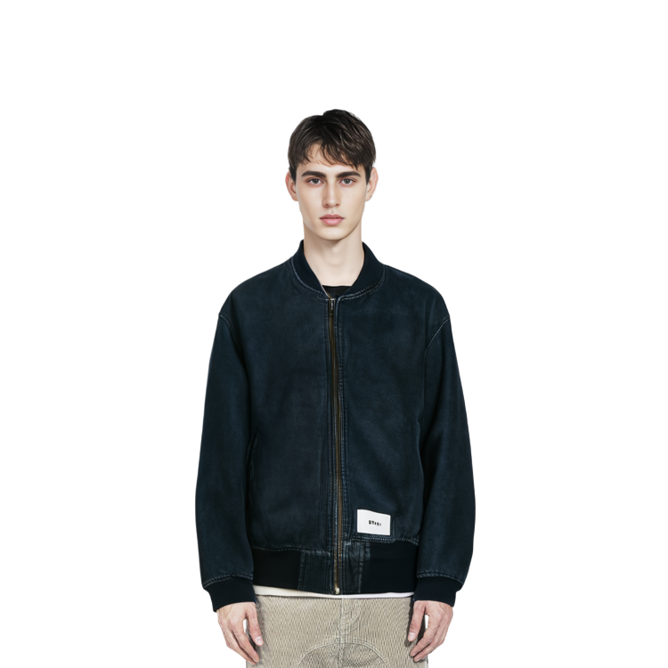 Cheap WTAPS FW22 Logo Patch Zip-Up Jacket Blue  Long Sleeve Outerwear 222WVDT-JKM06