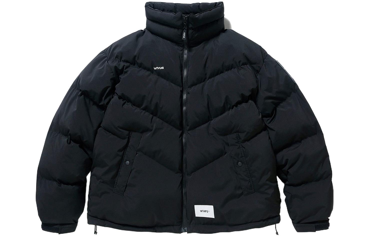 WTAPS FW22 Logo Print High-Neck Zip-Up Jacket Black  Outerwear. 222BRDT-JKM02