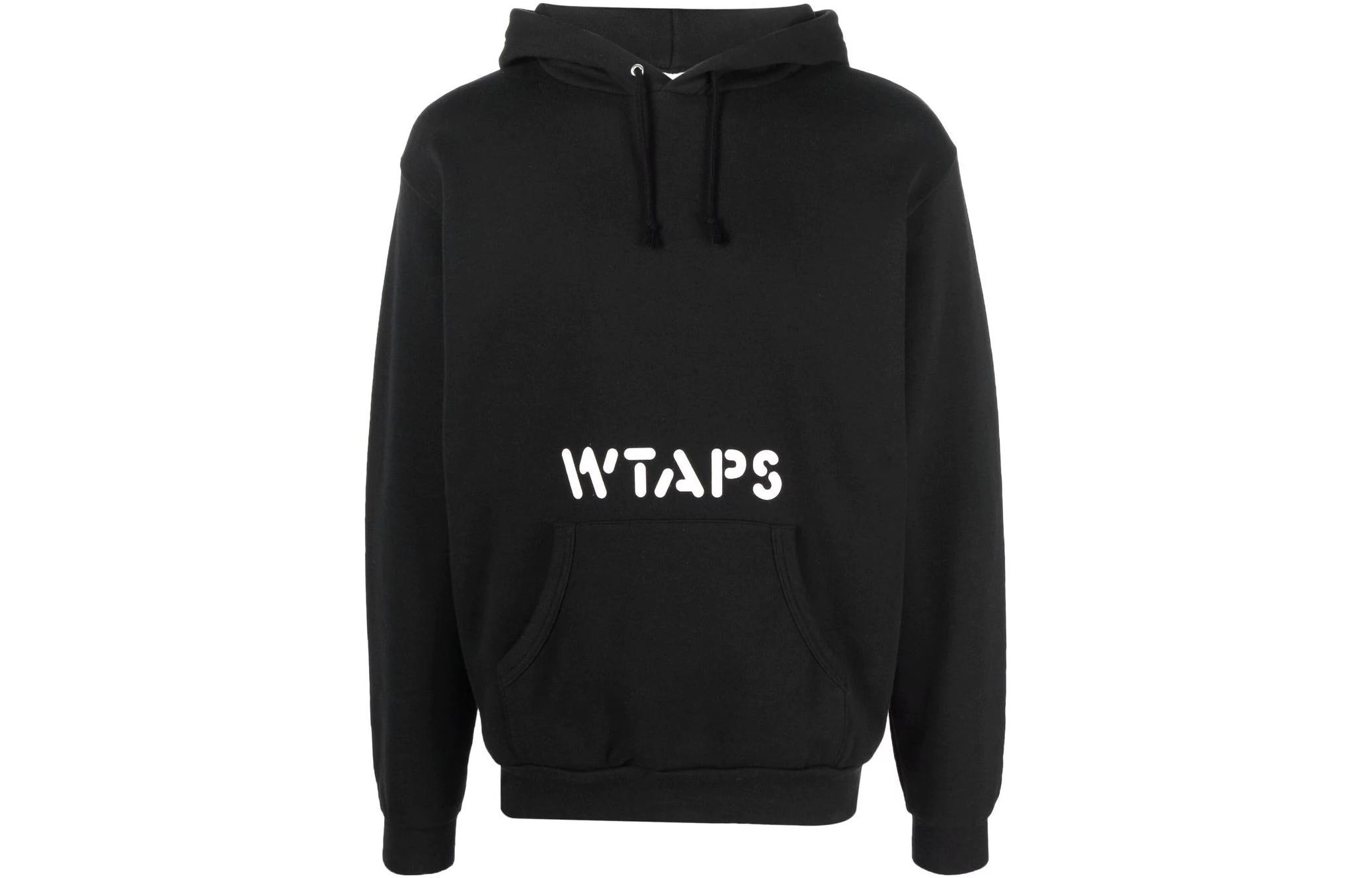 WTAPS FW22 Logo Print Hoodie Black 212ATDT-HP04S