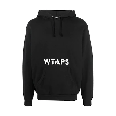WTAPS FW22 Logo Print Hoodie Black 212ATDT-HP04S