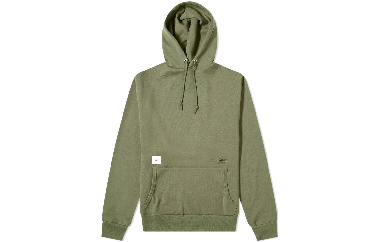 WTAPS FW22 Military Green Pullover Hoodie with Pockets 202ATDT-CSM19-OD