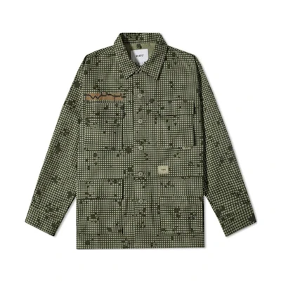 WTAPS FW22 Olive Green Plaid Printed Collar Jacket Outerwear. 212WVDT-SHM03-CMO