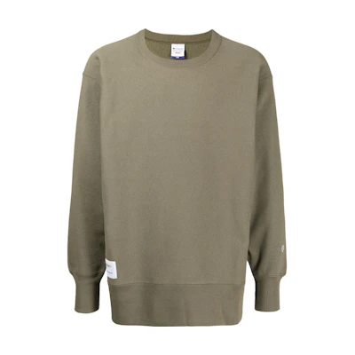 WTAPS FW22 Solid Color Patch Crewneck Sweatshirt Green Mens 202HBCHDCSM03SOLIVE