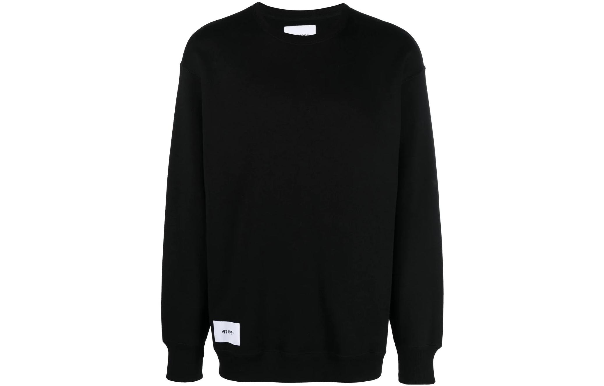 WTAPS FW22 Solid Logo Patch Black Long Sleeve Sweatshirt 222ATDT-CSM08