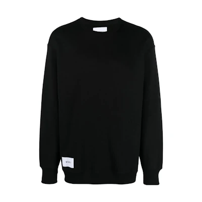 WTAPS FW22 Solid Logo Patch Black Long Sleeve Sweatshirt 222ATDT-CSM08