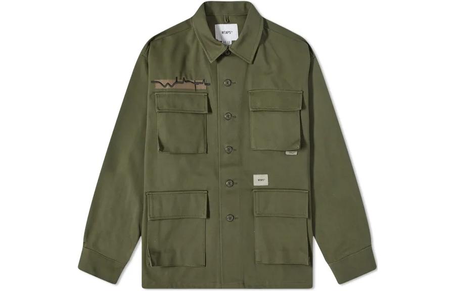 WTAPS FW22 Solid Pocket Long Sleeve Jacket Green Outerwear 212WVDT-SHM02-OVD