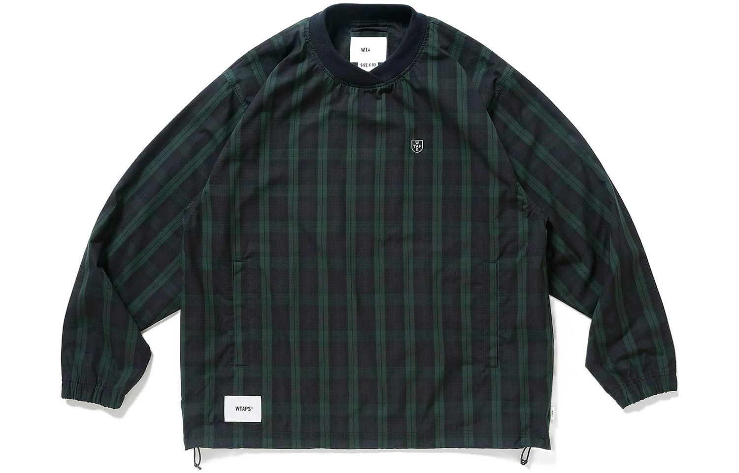 Order WTAPS FW22 Striped Crewneck Pullover Sweatshirt Green 222TQDT-JKM03