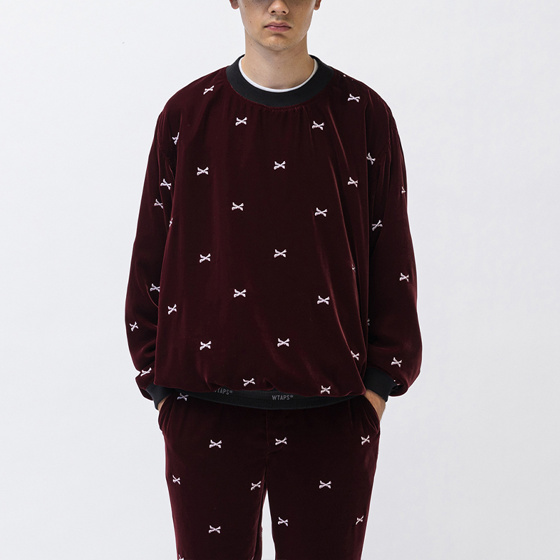 Shop WTAPS FW23 All-Over Print Crewneck Long Sleeve Sweatshirt Men 232TQDT-SHM04