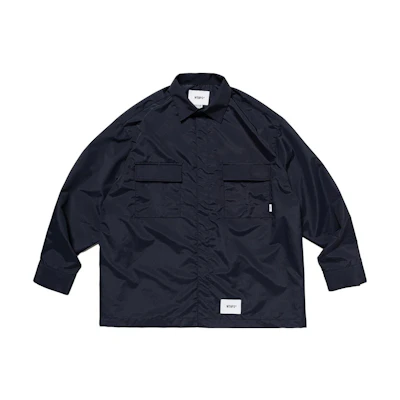 WTAPS FW23 Single-Breasted Logo Collared Long-Sleeve Jacket 232BRDT-SHM02