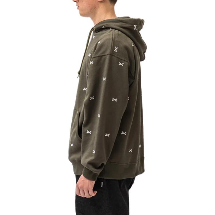 Details for WTAPS Graphic Print Pullover Hoodie Green . 222ATDT-CSM26-OLIVE