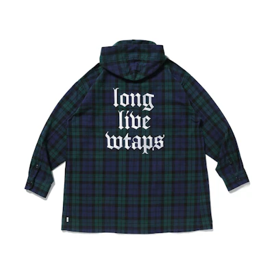WTAPS Green Plaid Print Hooded Long-Sleeve Jacket for Men 221TQDT-JKM02