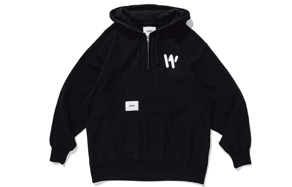 WTAPS Half-Zip Hoodie with Chest Logo Unisex - Black 201ATDT-CSM19-BLACK