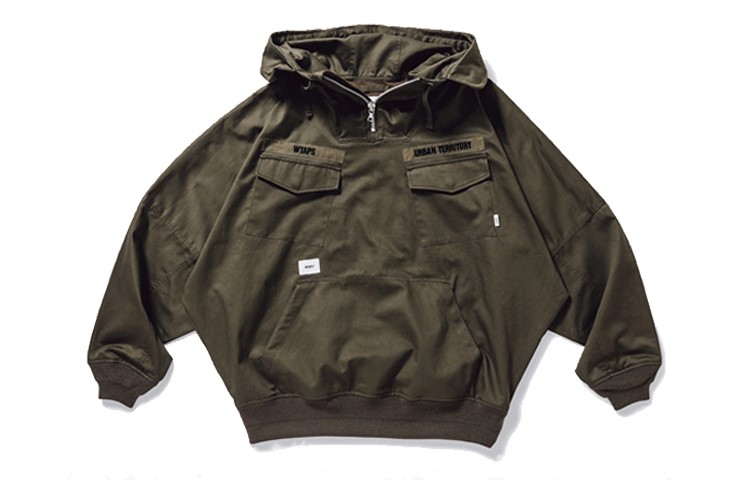 WTAPS Half-Zip Pocket Jacket in Olive 202WVDT-JKM05