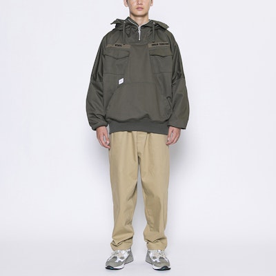 WTAPS Half-Zip Pocket Jacket in Olive 202WVDT-JKM05 Shop WTAPS Half-Zip Pocket Jacket in Olive 202WVDT-JKM05
