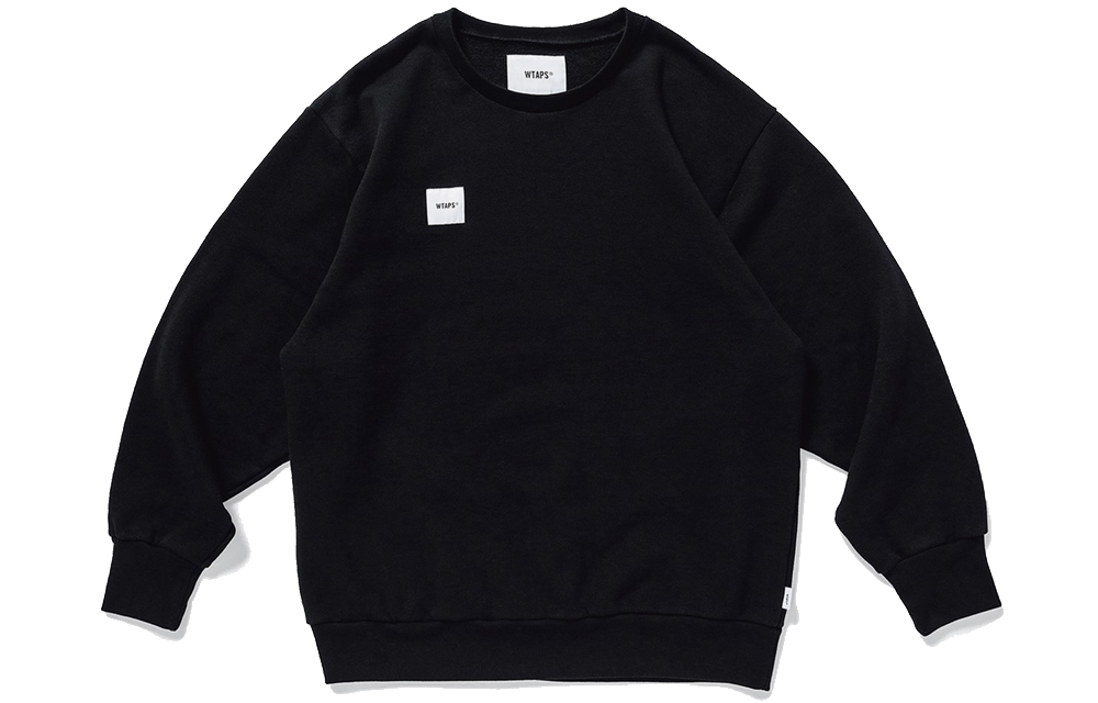 WTAPS Home Base Crew Neck Sweatshirt Black Unisex - Square Patch Design 201ATDT-CSM20-BLACK
