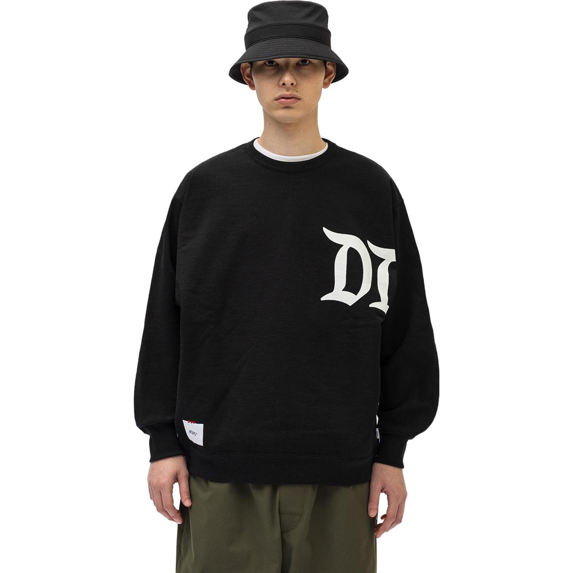 Shop WTAPS Letter Print Crewneck Solid Color Long Sleeve Sweatshirt 231ATDT-CSM10
